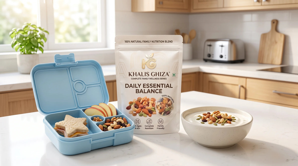 Kids lunchbox with Khalis Ghiza mixed nuts and raisins