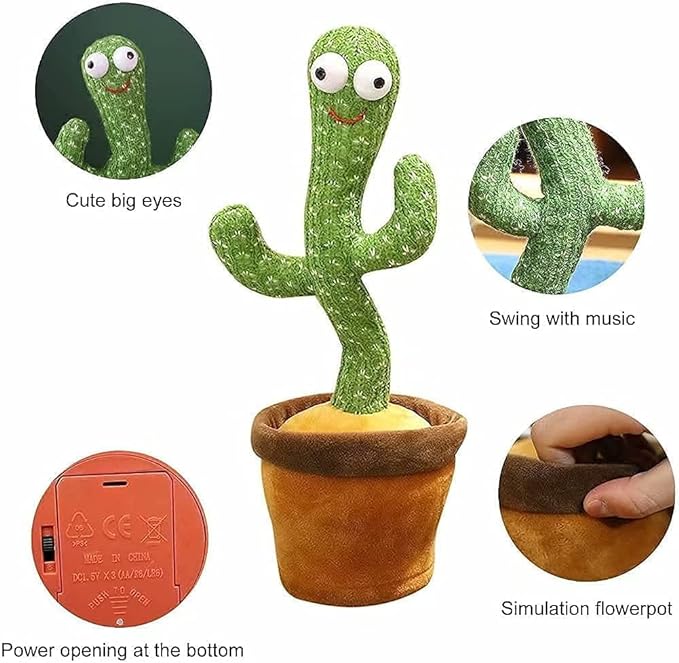 Dancing & Talking Rechargeable Cactus Plush Toy - Interactive and Cute