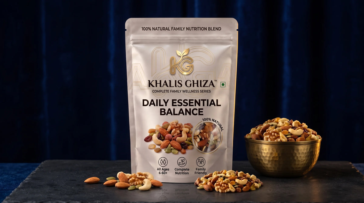Khalis Ghiza Daily Essential Balance – Mixed Nuts & Raisins Family Blend (Almonds, Cashews, Walnuts, Pumpkin Seeds)