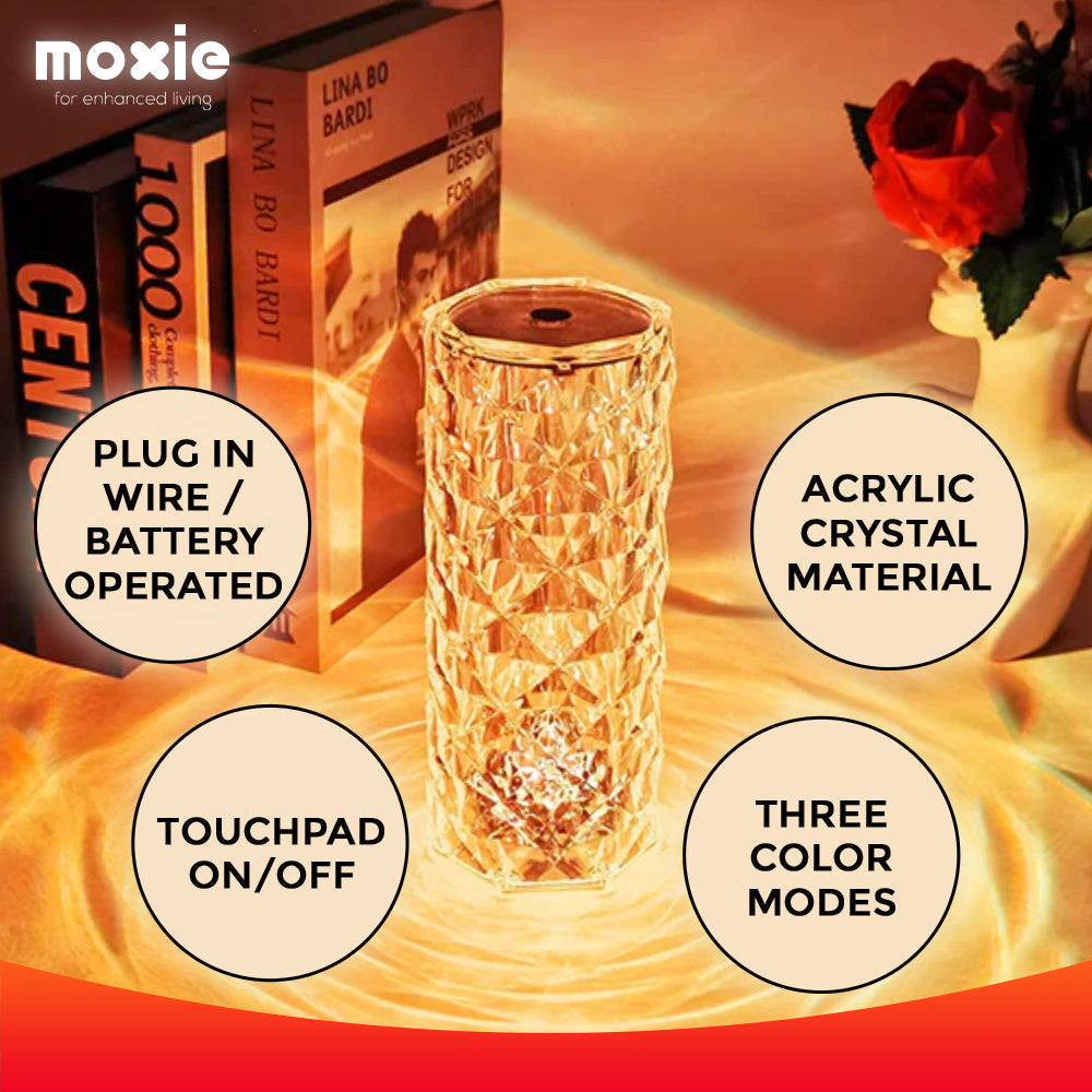 Crystal Diamond Table Lamp with Remote – 16 Color Changing Touch Lamp, USB Rechargeable