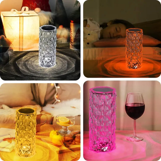 Crystal Diamond Table Lamp with Remote – 16 Color Changing Touch Lamp, USB Rechargeable