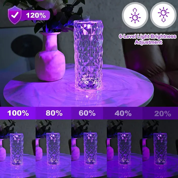 Crystal Diamond Table Lamp with Remote – 16 Color Changing Touch Lamp, USB Rechargeable